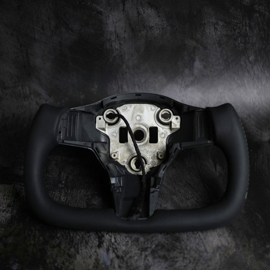 Exclusive Steering Custom Steering Wheel  for Tesla 2020+ Model Y / 2017+ Model 3 Round Convert to Yoke  w/ Carbon Fiber Edge Trims - In Stock